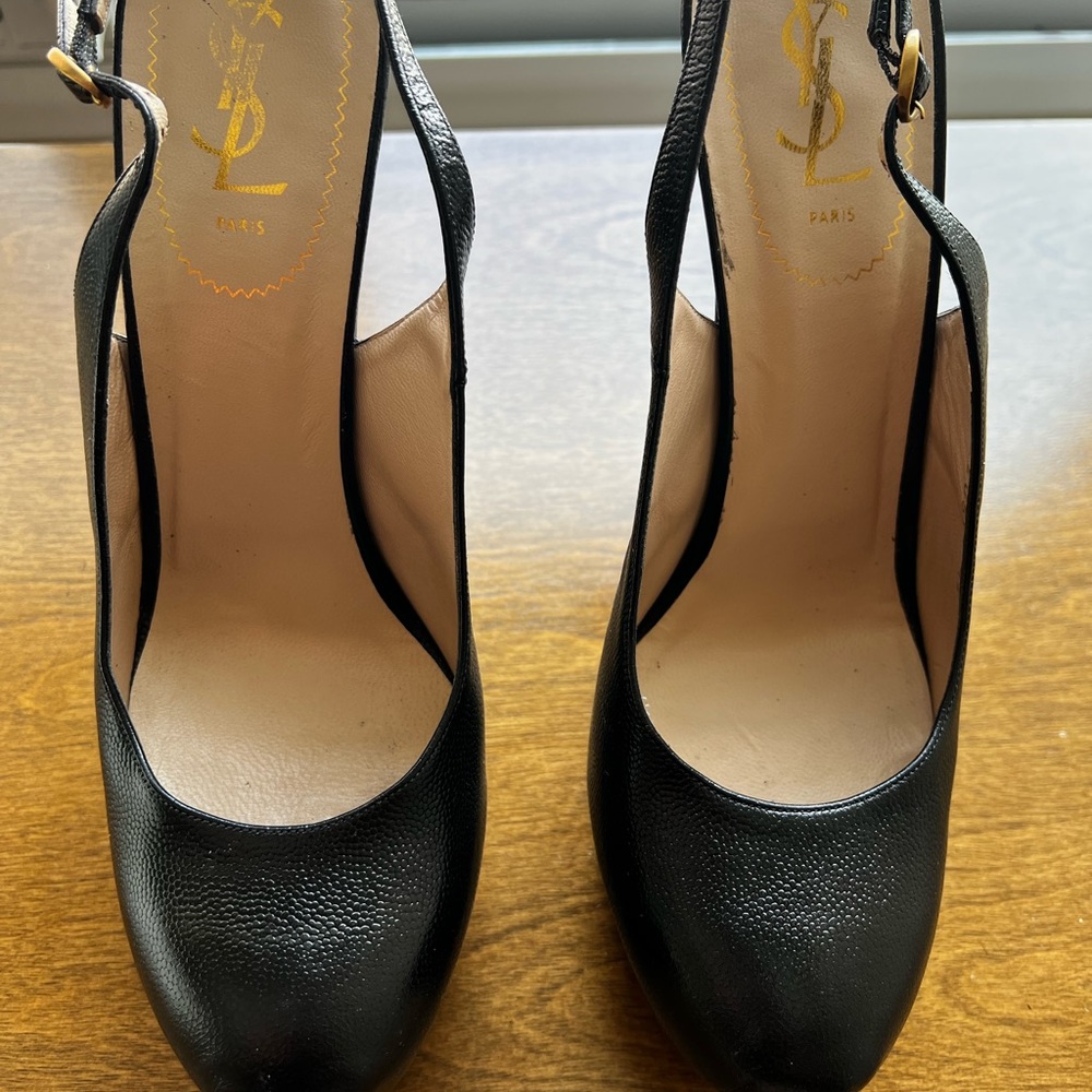 YSL SLINGBACK SIZE 42 NERO GRAIN (BLACK)